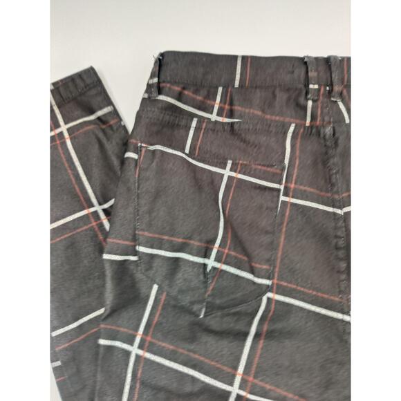 Zara Trousers Womens Size US 34 Black Red Plaid High Rise Slim‎ Fit Tailored - Picture 4 of 11